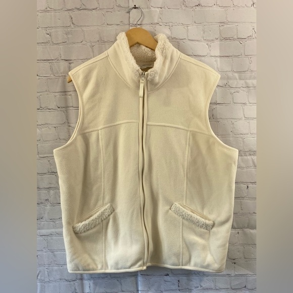 Coldwater Creek Womens Plus Size 2X Ivory Fleece Sherpa Lined Full Zip Up Vest - Picture 1 of 7